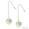 Adjustable Crystal Luminous Green XILION Heart Earrings Made w/ Swarovski Elements
